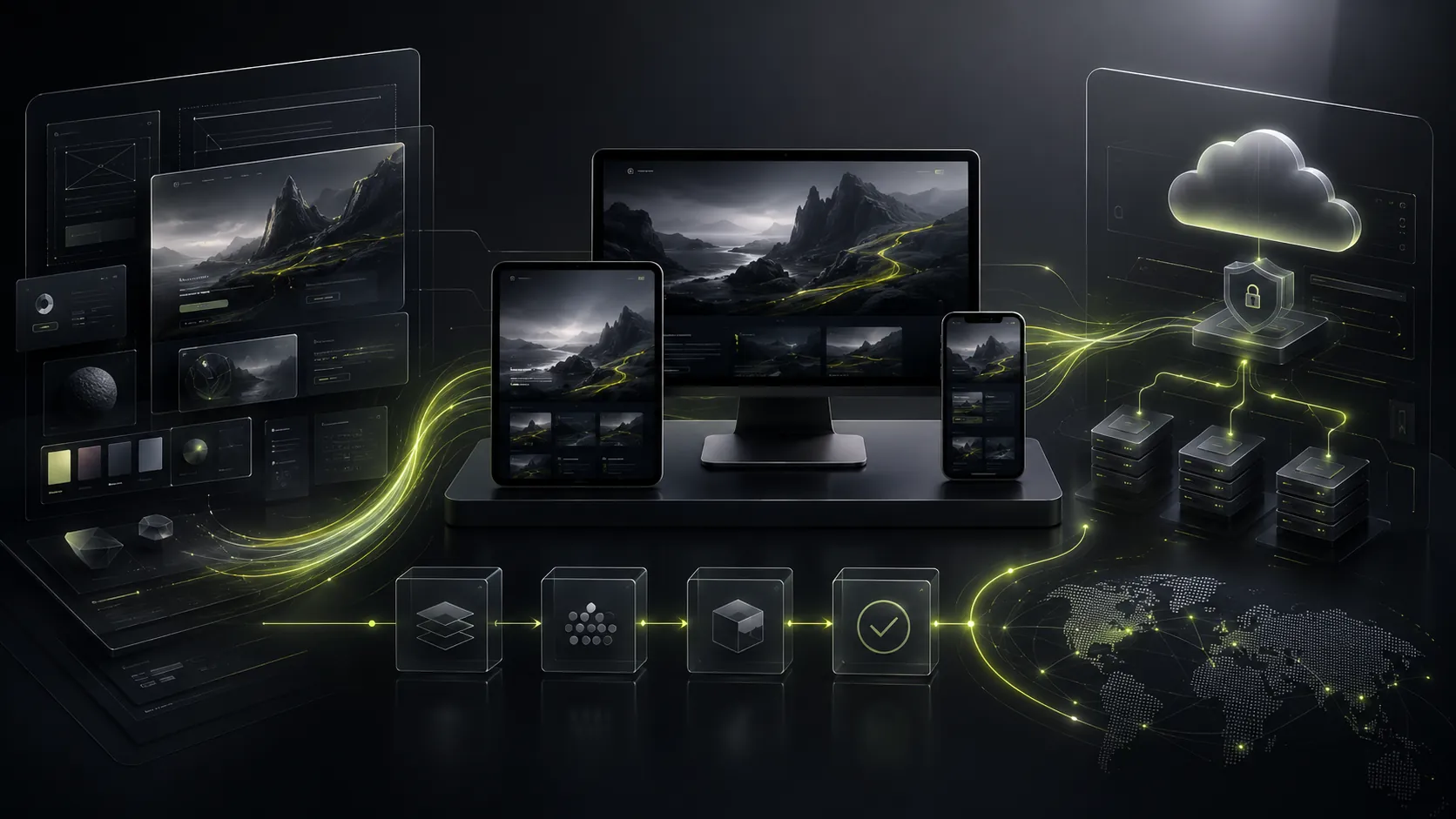 Ascend Vanta Massachusetts website design deployment system with responsive devices, secure hosting, and launch infrastructure