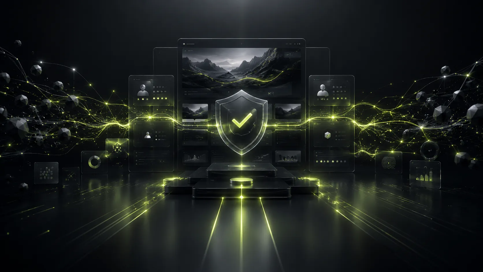 Ascend Vanta Massachusetts website design trust and conversion visual with a shield, proof signals, and confidence pathways